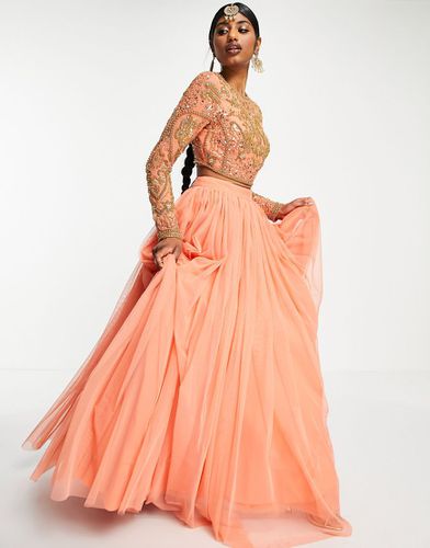 Lehenga - Jupe longue en tulle - Corail - Asos Design - Modalova