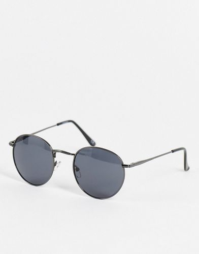 Lunettes de soleil rondes style années 90 avec verres fumés et monture métallique - acier - Asos Design - Modalova