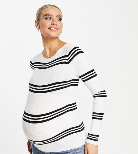 ASOS DESIGN Maternity - Pull ras de cou à rayures - Noir et blanc - Asos Maternity - Modalova