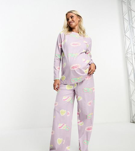 Maternity -Pyjama avec pantalon et top à manches longues et imprimé Day Dreamer - Lilas - Asos Design - Modalova