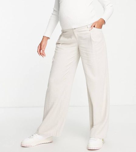 ASOS DESIGN Maternity - Pantalon ample en lin - Grège - Asos Maternity - Modalova