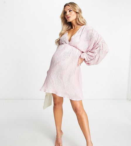 ASOS DESIGN Maternity - Robe courte ornementée à décolleté plongeant et manches blouson - Blush - Asos Maternity - Modalova