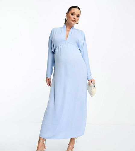 ASOS DESIGN Maternity - Robe mi-longue à décolleté plongeant et manches chauve-souris - pâle - Asos Maternity - Modalova