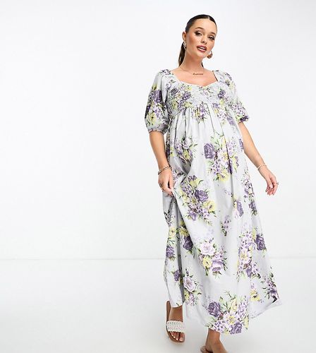 ASOS DESIGN Maternity - Robe mi-longue froncée en coton à imprimé fleurs - Asos Maternity - Modalova