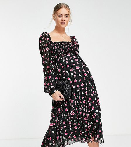 ASOS DESIGN Maternity - Robe plissée mi-longue à imprimé fleuri et encolure carrée - Asos Maternity - Modalova