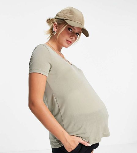 ASOS DESIGN Maternity - T-shirt col V décontracté - Kaki - Asos Maternity - Modalova