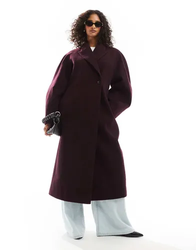 Manteau à manches très longues et taille cintrée - Bordeaux - Asos Design - Modalova