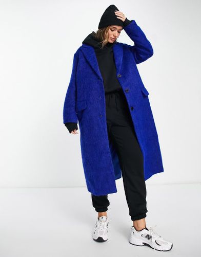 Manteau habillé coupe dad en laine mélangée brossée - Bleu - Asos Design - Modalova