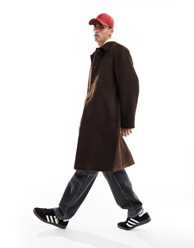 Manteau long texturé aspect laine - Marron - Asos Design - Modalova