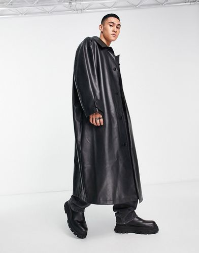 Manteau long ultra oversize en imitation cuir - Noir - Asos Design - Modalova