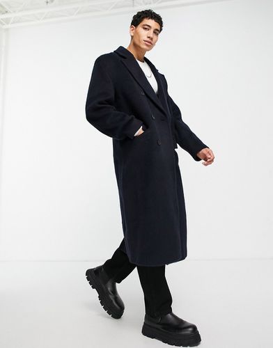 Manteau long ultra oversize en laine mélangée texturée - Bleu - ASOS DESIGN - Modalova