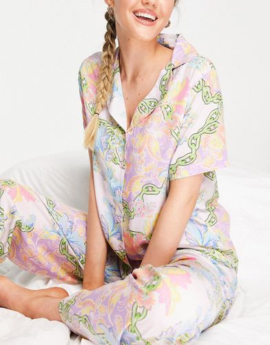 Mix & Match - Chemise de pyjama en modal à imprimé foulard chaîne - Asos Design - Modalova