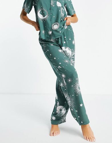 Mix & Match - Pantalon de pyjama 100% modal à imprimé astrologique - sauge - Asos Design - Modalova