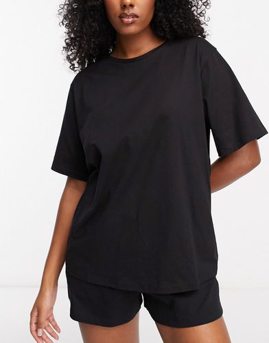 Mix & Match - T-shirt de pyjama oversize en coton - Noir - Asos Design - Modalova