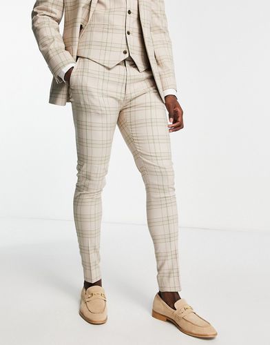 Mix and Match - Pantalon de costume super ajusté à carreaux ton sur ton - Beige - Asos Design - Modalova
