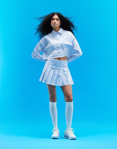 Mini-jupe d'ensemble plissée en popeline de coton rayée - Asos Design - Modalova