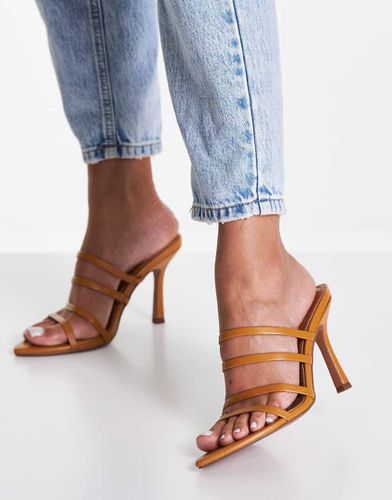 Mules pointues à talon en imitation cuir Napa avec semelle intérieure - Camel - Asos Design - Modalova