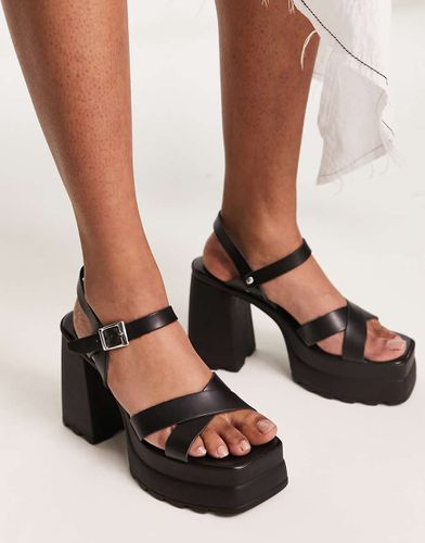 Nelson - Sandales chunky à plateforme et talon carré - Noir - Asos Design - Modalova