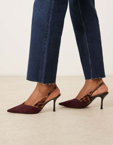 Sabrina - Chaussures  talon aiguille et bride arrire - Bordeaux et lopard - Asos Design - Modalova