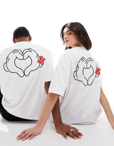 Saint-Valentin Disney - T-shirt oversize unisexe avec imprimé main de Mickey et Minnie - Asos Design - Modalova