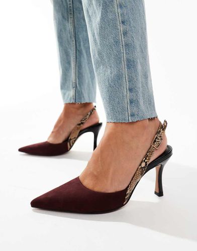 Samber - Chaussures à talon aiguille avec bride arrière effet peau de serpent - Bordeaux - Asos Design - Modalova