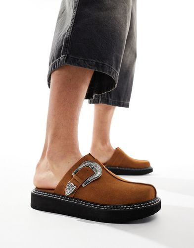 Sandales à enfiler style sabots avec semelle chunky - Fauve - Asos Design - Modalova