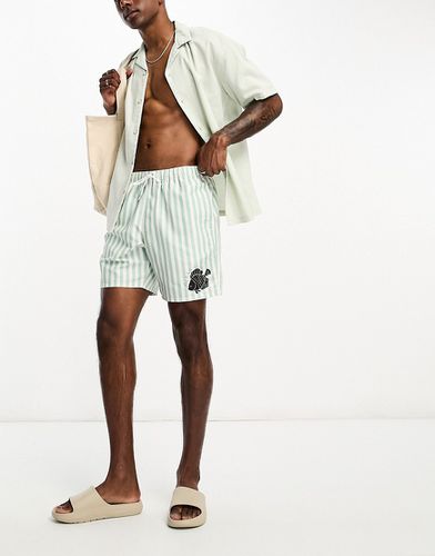 Short de bain coupe courte à rayures et imprimé poisson - Asos Design - Modalova