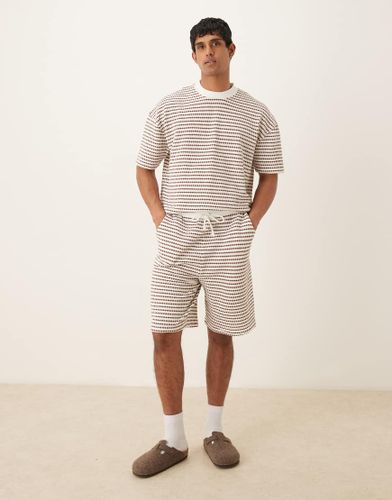 Short oversize en maille crochete - Beige - Asos Design - Modalova