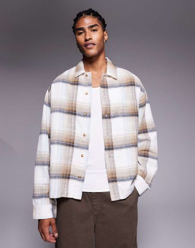 Surchemise coupe carre  carreaux - Beige - Asos Design - Modalova