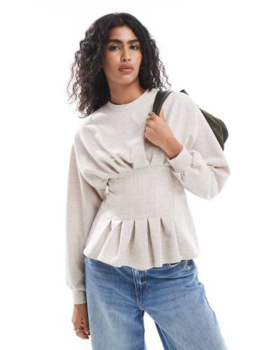 Sweat à taille plissée - Grège chiné - Asos Design - Modalova