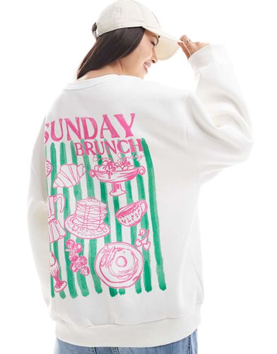 Sweat-shirt avec motif Sunday Brunch » - Lait de coco - Asos Design - Modalova