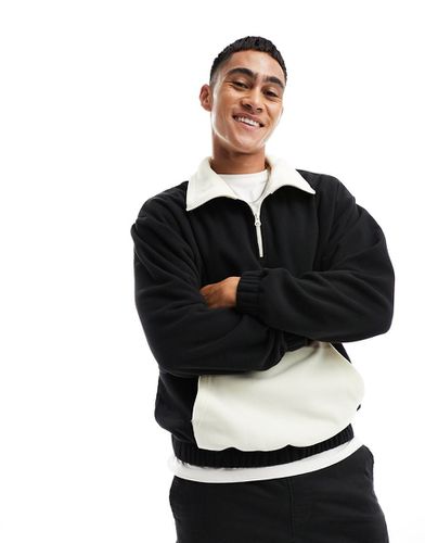 Sweat-shirt oversize en polaire à col cheminée zipé avec poche contrastante - Asos Design - Modalova