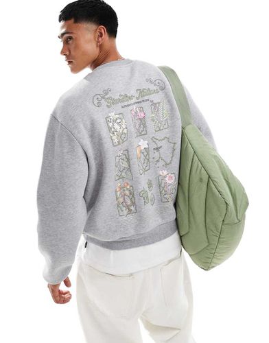 Sweat ras de cou oversize coupe carrée avec imprimé fleurs sur le devant et au dos - Asos Design - Modalova