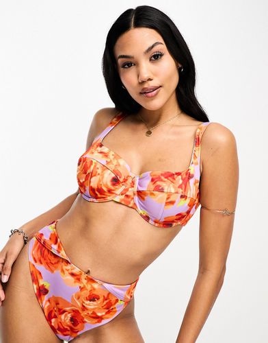 Poitrines généreuses - Haut de bikini à armatures avec motif fleuri oversize - Asos Design - Modalova