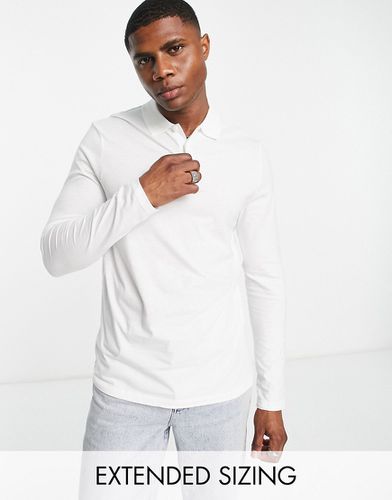 Polo à manches longues en jersey de coton mélangé - - WHITE - Asos Design - Modalova