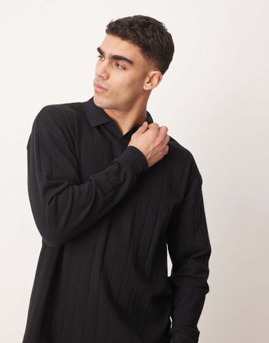 Polo côtelé réversible oversize à manches longues et col à revers - Asos Design - Modalova