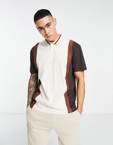 Polo décontracté color block avec col rétro - Bordeaux - Asos Design - Modalova