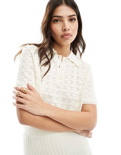 Polo en maille à détail cousu - Crème - Asos Design - Modalova