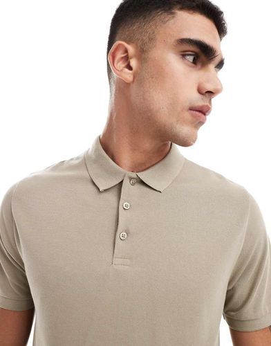 Polo en piqué - Taupe - Asos Design - Modalova