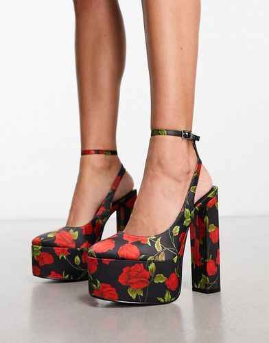 Porter - Chaussures à talon haut et semelle plateforme - et rouge fleuri - Asos Design - Modalova