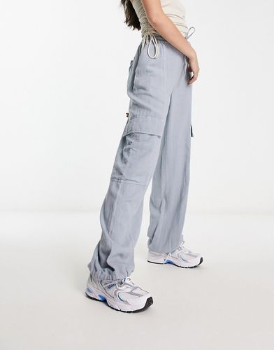 Pantalon cargo à enfiler en lin - Bleu - Asos Design - Modalova