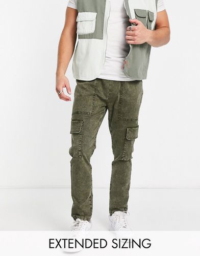 Pantalon cargo ajusté effet délavé à coutures contrastantes - Asos Design - Modalova