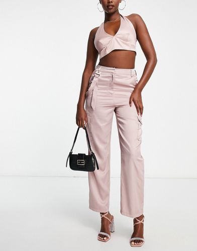 Pantalon cargo d'ensemble coupe slim en satin - Mauve - Asos Design - Modalova