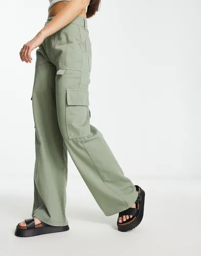 Pantalon cargo droit à taille haute - Sauge - Asos Design - Modalova