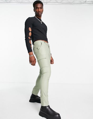 Pantalon cargo super skinny en imitation cuir mat - KHAKI - Asos Design - Modalova