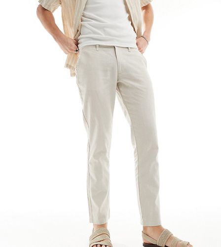 Pantalon chino ajusté en lin - Taupe - Asos Design - Modalova