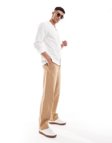 Pantalon chino décontracté en lin - Marron - Asos Design - Modalova