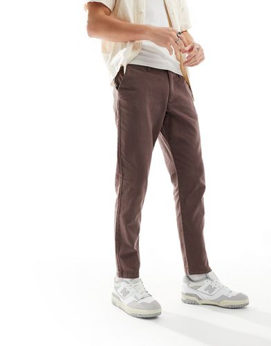 Pantalon chino fuselé en lin - Marron - Asos Design - Modalova