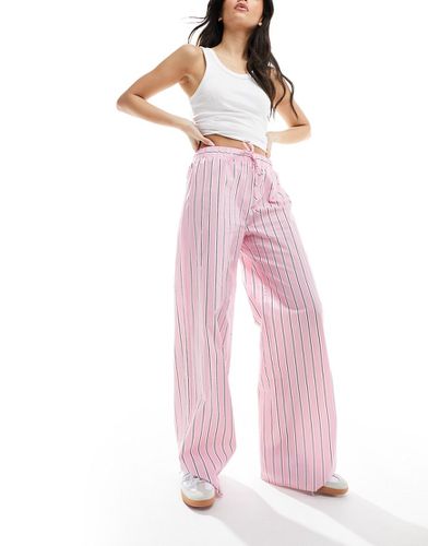 Pantalon ample en popeline de coton à rayures - Rose - Asos Design - Modalova