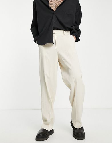 Pantalon ample habillé effet froissé en lin mélangé - Écru - Asos Design - Modalova